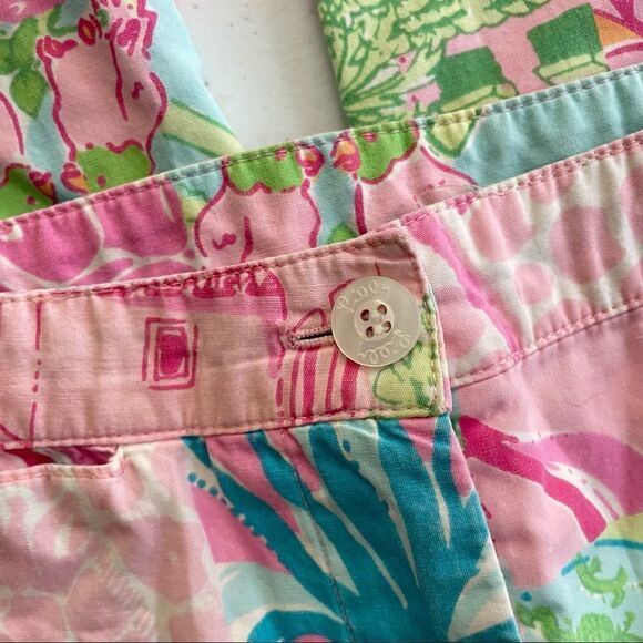 LILLY‎ PULITZER WHITE LABEL VINTAGE CAPRIS PANTS, HYACINTH TROPICAL PRINT SZ 6 - Picture 7 of 10
